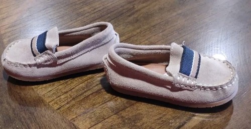 Zara Baby Boy Sz 5.5 Tan Genuine Suede Leather Loafer Shoes SlipOn Made In Spain - Picture 7 of 9