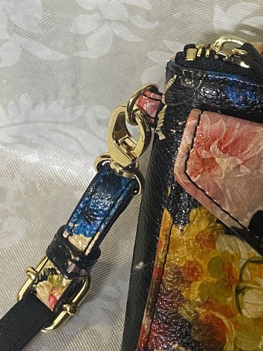 Lodis RFID Multi Color Floral Leather Wallet/ Wristlet* Cossbody Bag~VGC - Picture 7 of 13