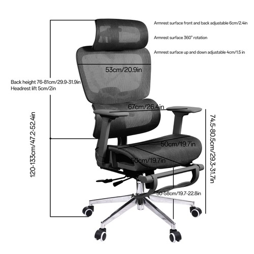 Ergonomic Office Mesh Chair, High Back Swivel Comfty Desk Chairs- 3D Armrest - Picture 2 of 14