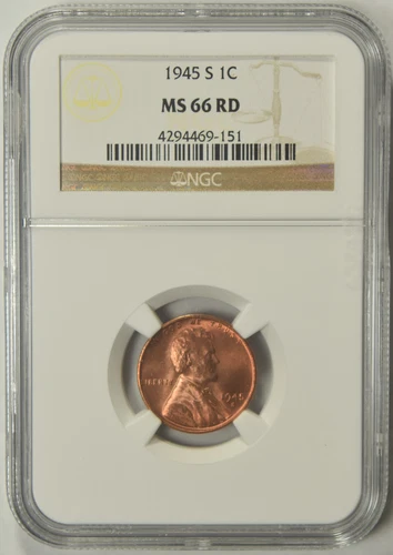 1945-S Lincoln Cent NGC MS-66 RD #69-151