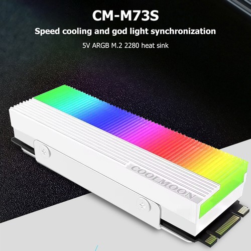 Dissipateur thermique SSD M.2 2280 refroidisseur disques durs dissipateur thermique pratique 5 V 3 broches Argb blanc - Photo 10/12