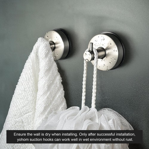 Stainless Steel Vacuum Suction Cup Bathroom Shower Holders Removable Towel Rack - Picture 3 of 6