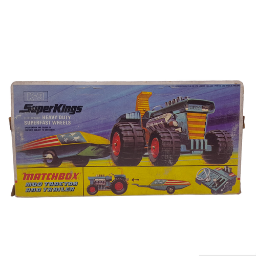 Vintage 1973 Matchbox Super Kings Lesney Diecast Mod Tractor & Trailer w/Box - Picture 7 of 7