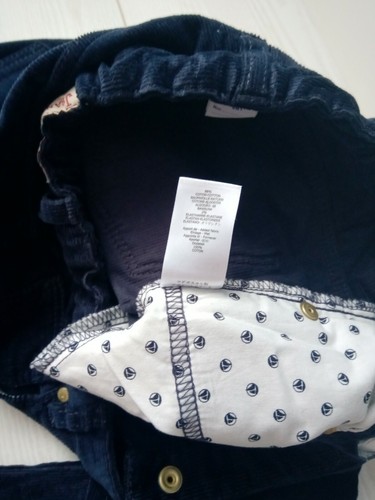 Petit Bateau Skinny Velvet Jeans Navy Blue size 8, 128 cm. - Picture 4 of 7