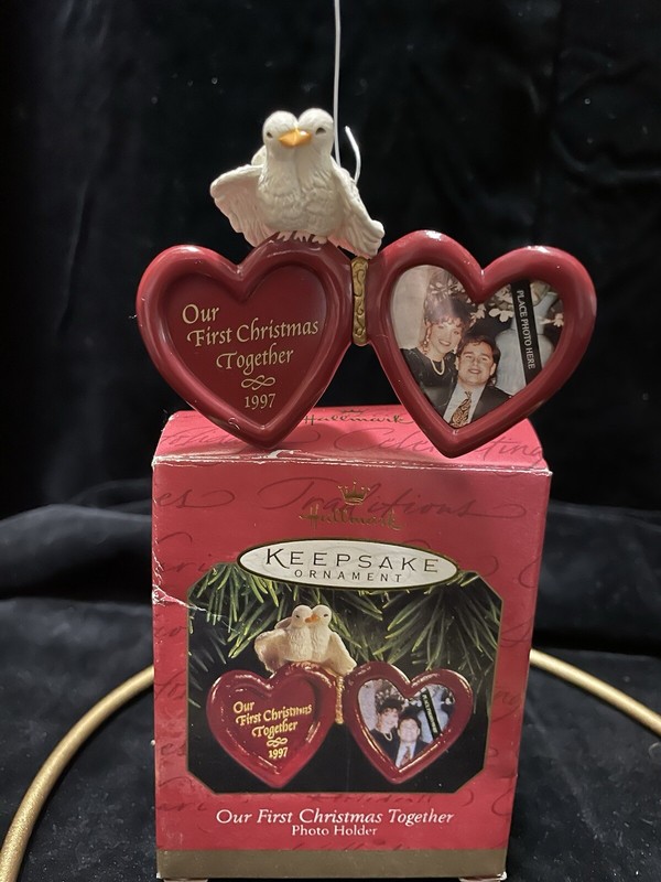 Our First Christmas Together Photo Holder Heart Doves 1997 Hallmark Ornament