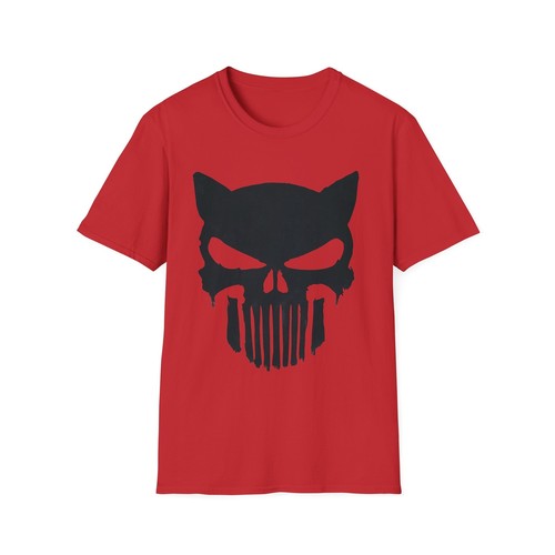 Cat Punisher Skull Unisex Softstyle T-Shirt - Picture 2 of 27