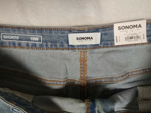 Sonoma Womens Denim Shorts 18W Cuffed Straight Medium Wash Distressed Mid Rise - Bild 3 von 8
