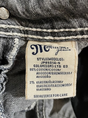 Miss Me Boyfriend JBP5014-5 Girls Jeans Gray Embroidered Bling 36 Waist - Picture 5 of 5