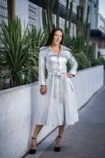 SAMUEL DONG TRENCH QUILTED COAT SILVER METALLIC - SIZE - EXTRA LARGE - NWT