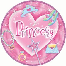 Princess Birthday Lunch Plates Paper 9" Prizmatic Print Party Supplies 16 ct 