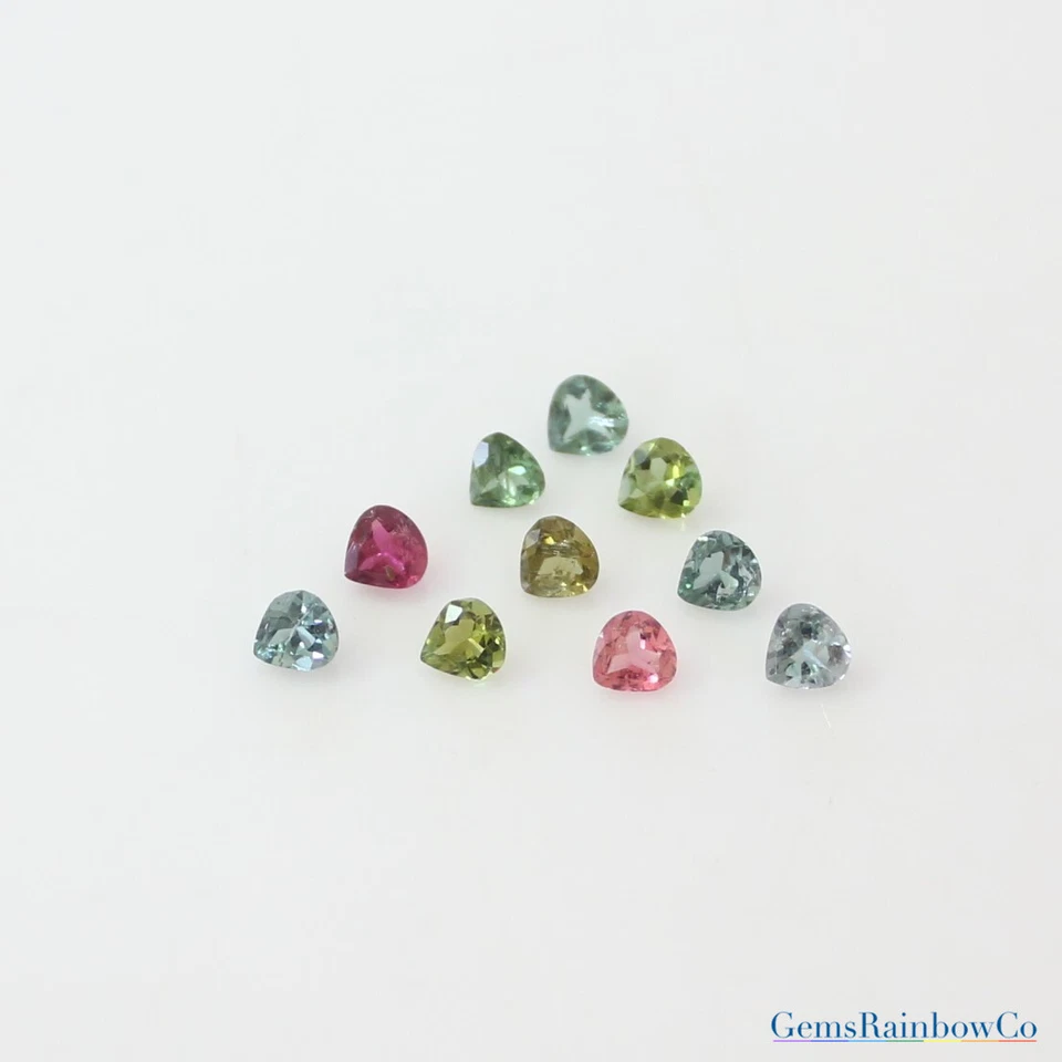 Natural Multi-Color Tourmaline Heart Faceted Loose gemstone 5mm A Quality - Image 3 of 4