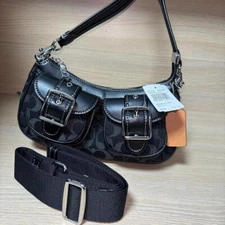 COACH CQ184 Ashton Baguette Signature Denim Handbag Shoulder Bag Women BRAND NEW