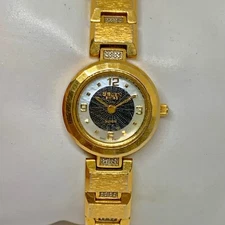 Gruen swiss diamond women’s watch gold tone GSL060 24mm pearl dial WR running