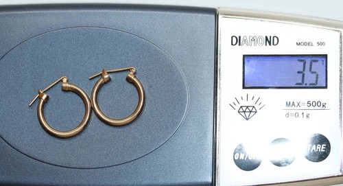 ELEGANT VINTAGE PLAIN 9ct SOLID GOLD PIERCED SMALL HOOP EARRINGS 3.5 grams - Picture 7 of 16