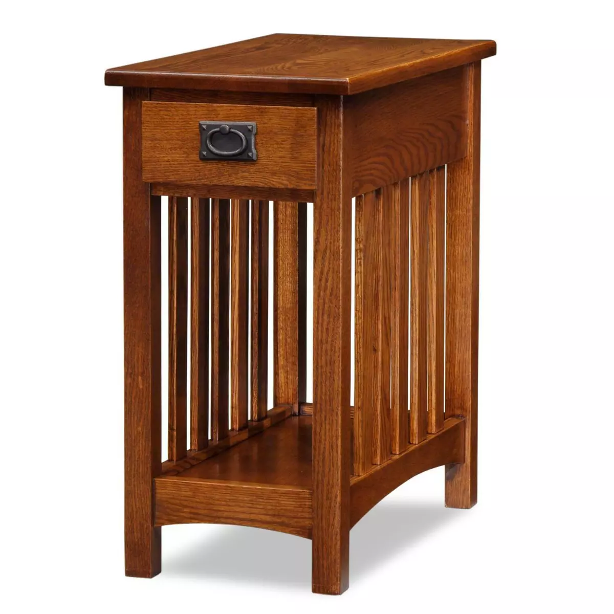 Leick Furniture Mission End Table With Shelf in Medium Oak Finish