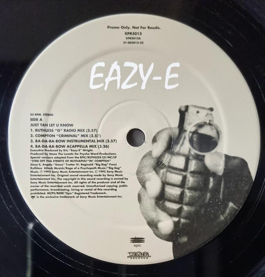 Eazy-E – Just Tah Let U Know / The Muthaph**in' Real (Ruthless) Promo 1995 - Image 2 of 4