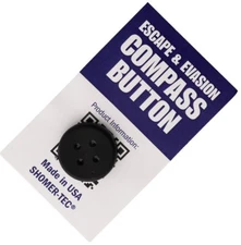 Shomer-Tec Compass Button w/Titanium Pin Black Sews Into Clothing Made In USA