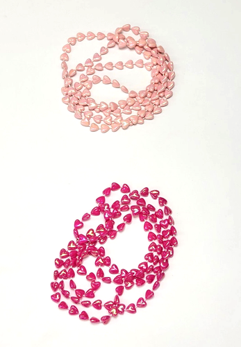 Collane di perline, lotto di 2, cuori rosa iridescenti, 44" - Foto 8 di 11
