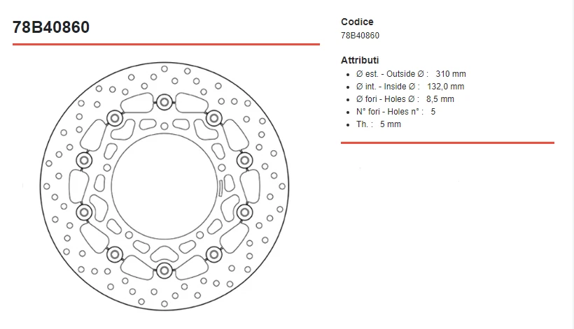 COPPIA DISCHI FRENO ANTERIORE BREMBO SERIE ORO FLOTTANTI YAMAHA 600 YZF-R6 2013 Foto 3 de 3