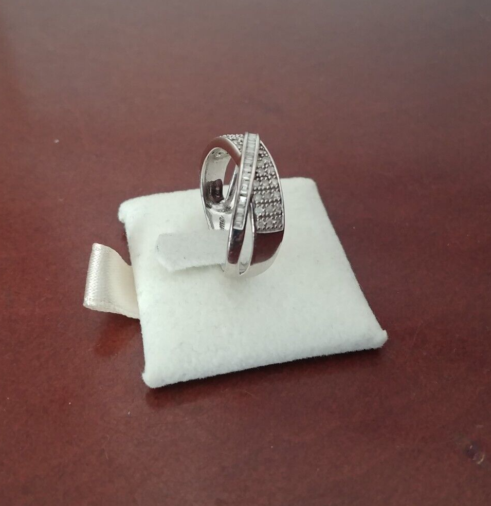 Authentic Ciemme 10K White Gold .58 CTW Round/Baguette