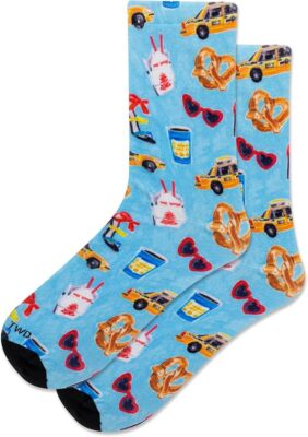 Hot Sox Tweed Stop 1 Ny Spring Crew Socks 1 Pair, Light Blue, Women's 4-10