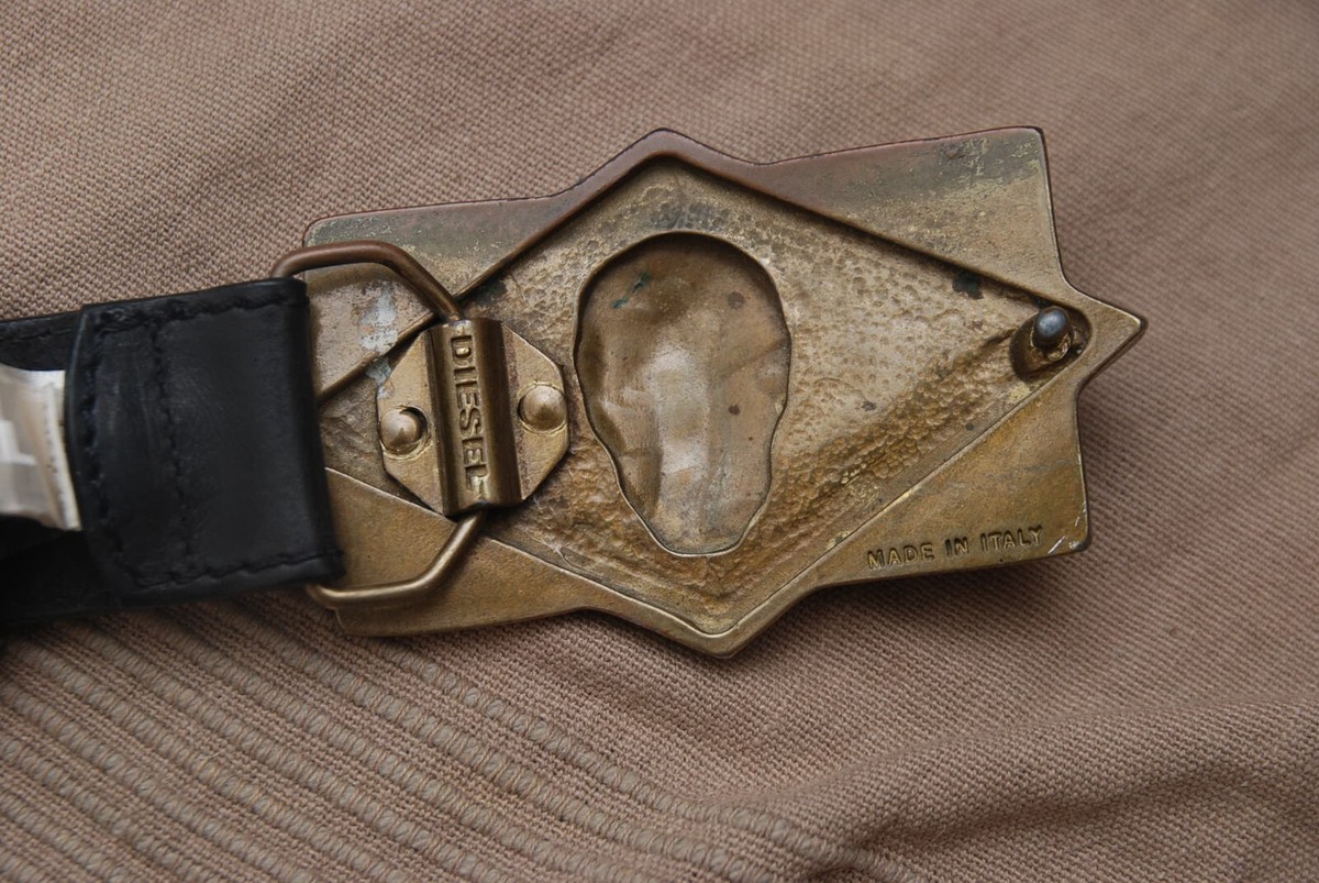 Diesel belt 85 正規品 B-1DR: Leather Belt with silver D logo buckle | Diesel