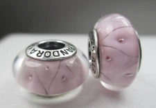 Set of 2 Pandora Murano Bead Charms Pink Looking Glass 790923 New July 4th Deal