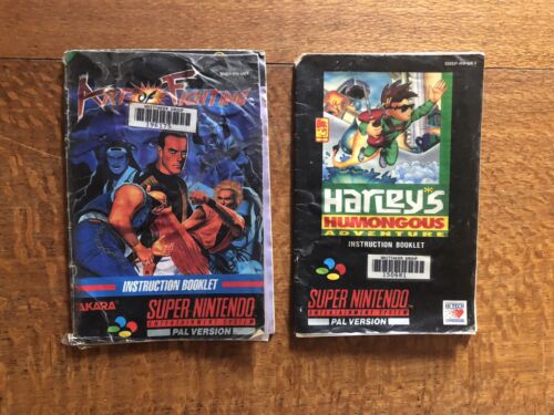 Art Of Fighting + Harley's Humongous Adventure SNES Pal Booklets  Ex Rental - Picture 1 of 2
