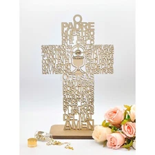 US 4/12pcs Wood Religious Cross Centerpiece wStand Improve Home Fall Vibes