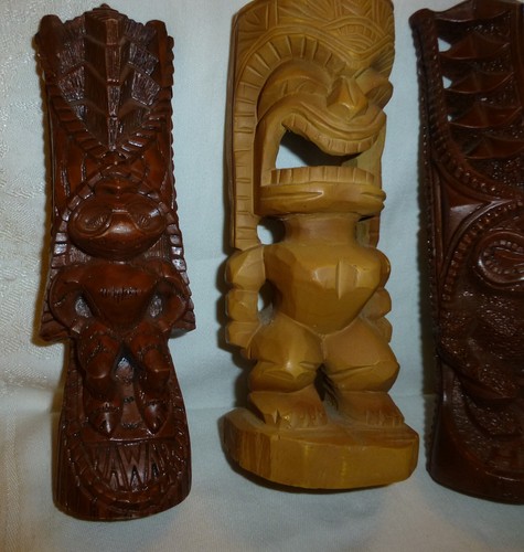 Lot Tiki God Statue Coco Joes Hawaiian Idol Figure 16-109/343 & 1 Lt Wood Carved - Picture 3 of 14