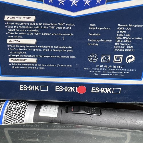 Microphone Ealsem Professional Dynamic ES-92k Vintage In Box - Picture 9 of 9