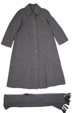 Vintage Betty Rose Brown Wool Blend Button Front Long Overcoat Womens 12