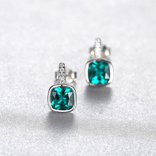 New Real s925 Sterling Silver Green Citrine Gemstone Women Girl Necklace Earring - Picture 10 of 14