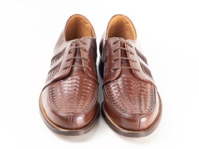 RARE UNWORN 1940s | THE CROSSETT SHOE 6.5D BROWN WOVEN BLUCHER 