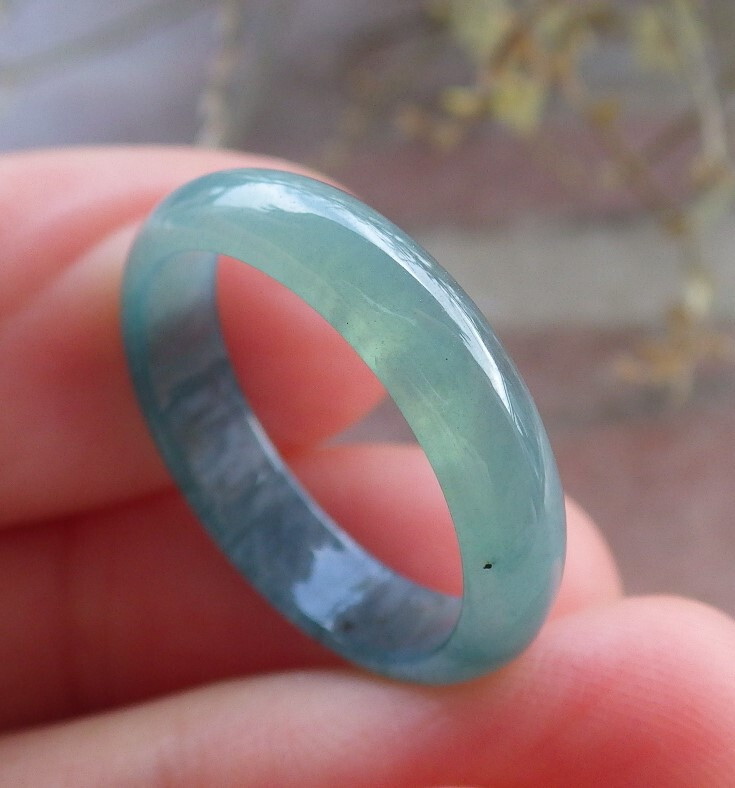 Certified Green Burma Natural A JADE Jadeite Circle RING USA