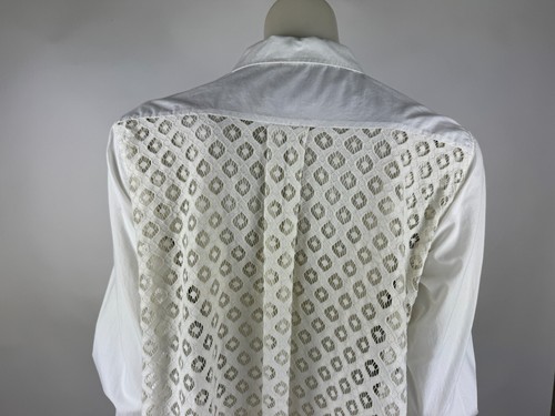 Cinq À Sept Castor Spitzenbluse hinten Damen XS EUC Langarm Tasche Baumwolle Shirt - Bild 14 von 17