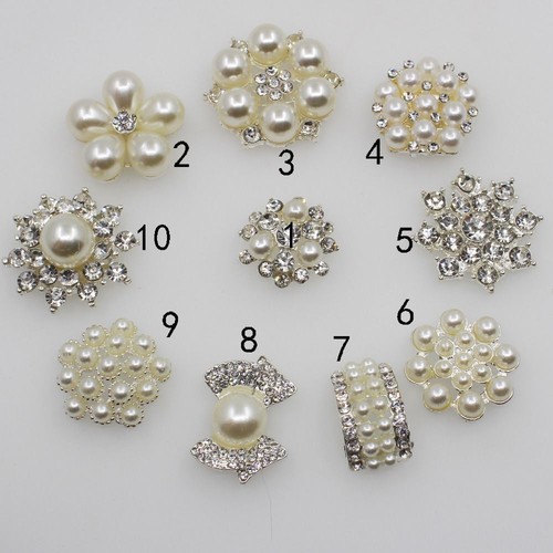 Flower Pearl Acryilic Crystal Buttons - Sew Craft Decor Rhinestone Buttons 10pcs