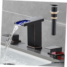 LED Bathroom Faucet 3 Hole Waterfall Bathroom Faucets, 8 Oil Rubbed Bronze