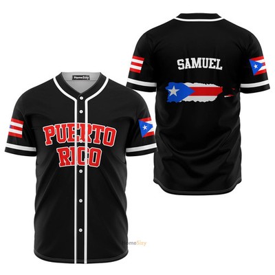 Custom Name Puerto Rico Flag Personalized Baseball Jersey