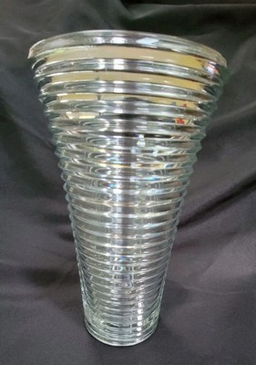 Vintage Anchor Hocking Park Ave Clear Glass Ribbed 9.5'' Tall Vase Art Deco