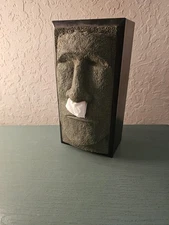 Vintage Moai Easter Island TissueBox Cover, Textured Design-Very Good