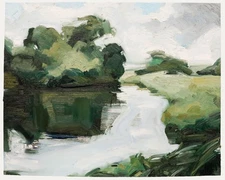 Nick Todhunter - Contemporary Oil, River Bank in Summer