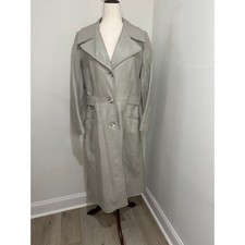 Peter Caruso Famous Designer Spy Jacket Gray Leather Spy Coat Belted Pockets 16