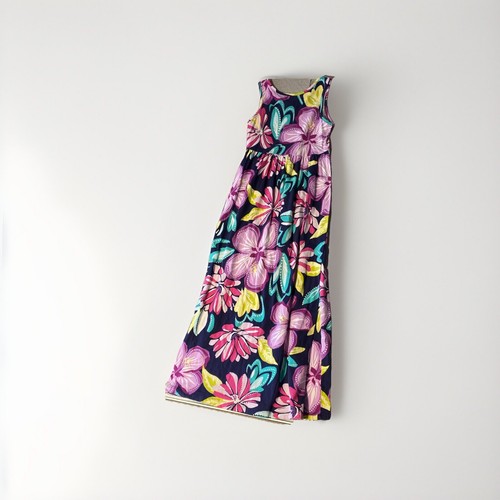 Gymboree Dress Girls Medium Sleeveless Multicolor Floral Maxi Knit Empire Waist - Foto 5 di 6