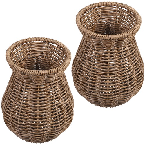 2 Pcs Imitation Rattan Vase Hand Woven Flower Basket Hand-woven Made - Picture 9 of 19