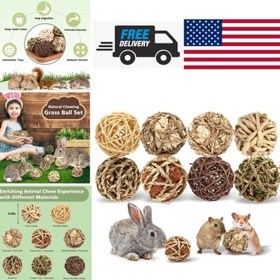 Bunny Chew Grass Balls 8 Pack Natural Rolling Chew Toys for Small Animals