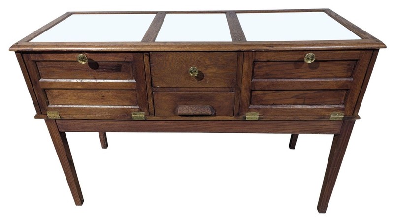 Antique Country Store Display ​Cabinet on Stand, Oak, 35″H, PA6799