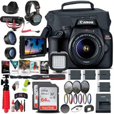Canon EOS Rebel T100 / 4000D DSLR Camera with 18-55mm Lens  4K Monitor  Mic 