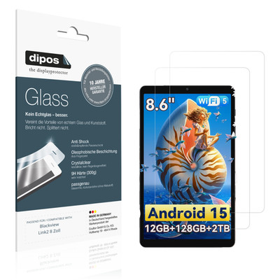 2x Schutzfolie für Blackview Link2 8 Zoll - Anti-Shock 9H Folie dipos Glass