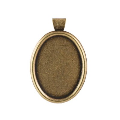 Rolled Edge Brass Ox Oval Setting with Bail 25x18mm (4) stn039C